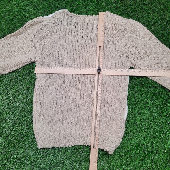 Vintage 80s Cristina Embellished Grandma Sweater Small Puff Sleeve Shoulder Pads - Picture 9 of 12